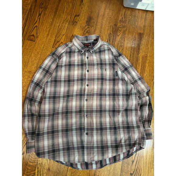 Wolverine Plaid Flannel Shirt XL Long Sleeve Button-Down Gray Red Workwear - Picture 1 of 4